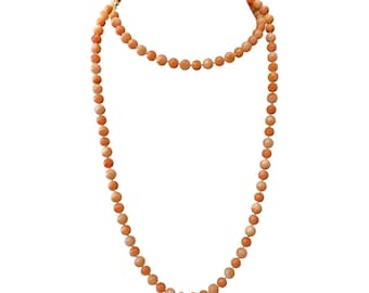 Halsband med korallpärlor i vintagestil, ängelhud