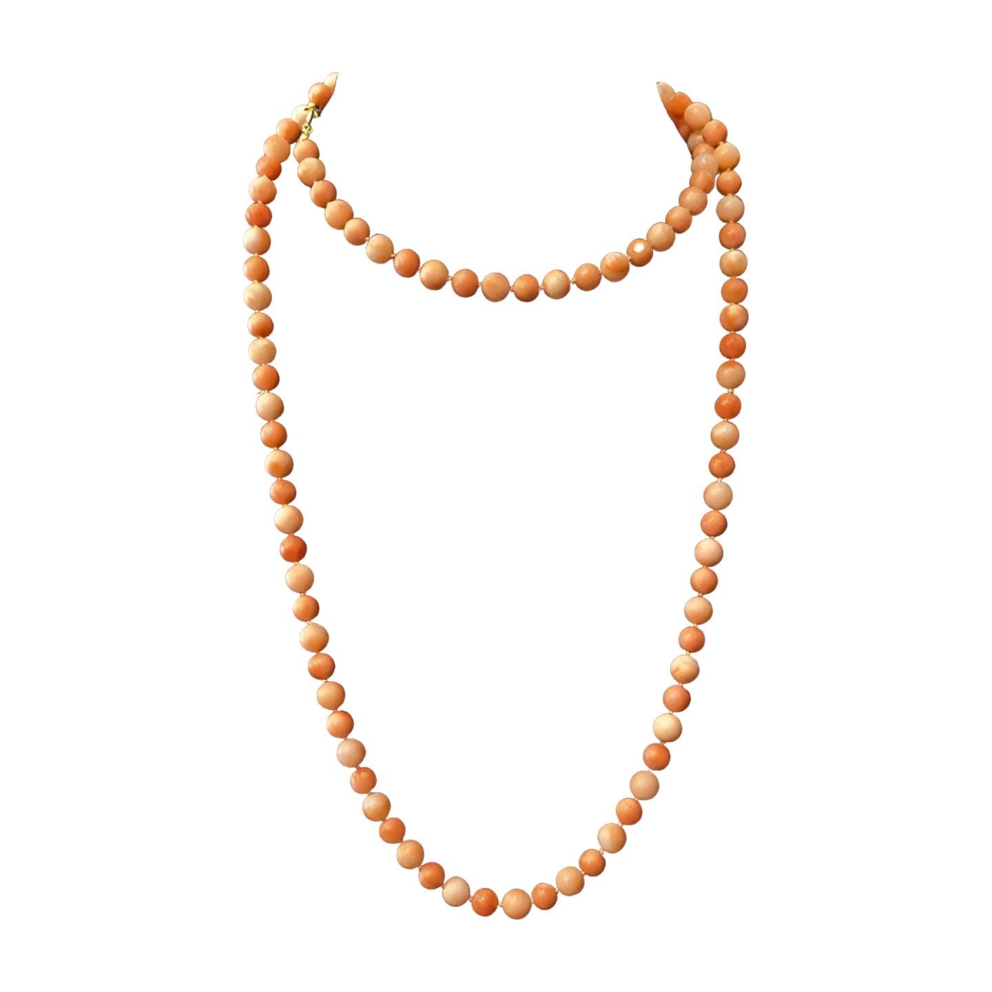 Deux Colliers Anciens En Corail Peau D'ange - Corail Naturel - Occasion
