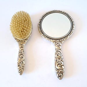 Antique Art Nouveau 925 Silver Vanity Set – Brush & Mirror (1890–1915)