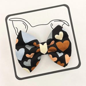 Dog bow tie corduroy love hearts black valentines day | Luxury dog gift | Velcro onto collar