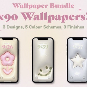 3D Star Flower Smiley Wallpaper Bundle for Mobile | Pillow Wallpaper | iPhone Wallpaper | Samsung Wallpaper | Puffy Wallpaper