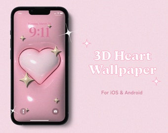 3D Herz Wallpaper für Handy | Kissen Tapete | Kawaii Tapete | iPhone Wallpaper | Samsung Wallpaper