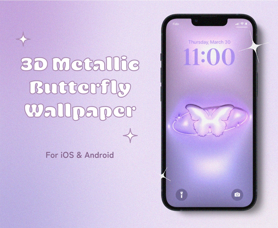 3D Metallic Butterfly Wallpaper for Ios and Android DIGITAL Etsy