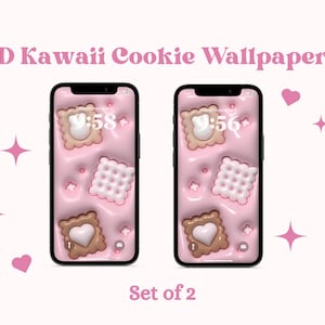 3D Kawaii Pink Cookies Wallpaper for Mobile | Pillow Wallpaper | Kawaii Wallpaper | iPhone Wallpaper | Samsung Wallpaper | iOS | Android