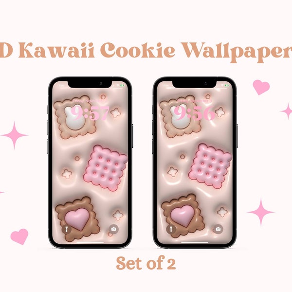 3D Kawaii Beige Cookies Wallpaper for Mobile | Pillow Wallpaper | Kawaii Wallpaper | iPhone Wallpaper | Samsung Wallpaper | iOS | Android