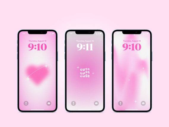 Aesthetic Pink Cute iPhone Wallpaper Bundle