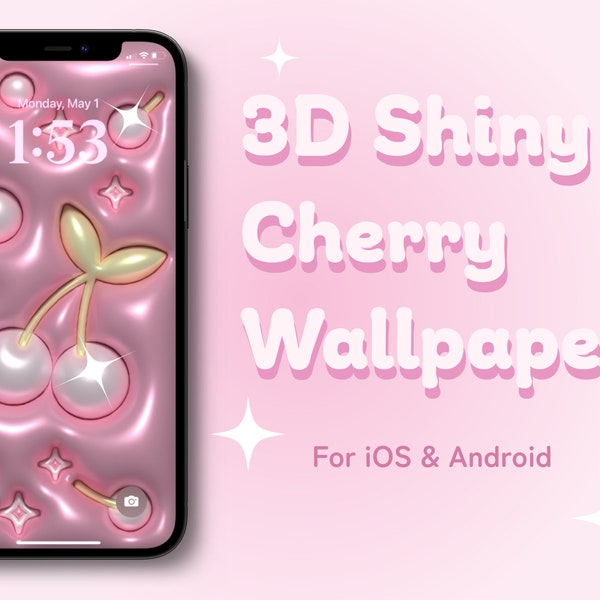 3D Shiny Cherries Wallpaper for Mobile | Pillow Wallpaper | Kawaii Wallpaper | iPhone Wallpaper | Samsung Wallpaper