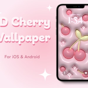 Carta da parati 3D con ciliegie opache per cellulare / carta da parati per cuscini / carta da parati Kawaii / carta da parati per iPhone / carta da parati Samsung