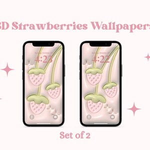 3D Pink Strawberries Wallpaper for Mobile | Pillow Wallpaper | Kawaii Wallpaper | iPhone Wallpaper | Samsung Wallpaper | iOS | Android