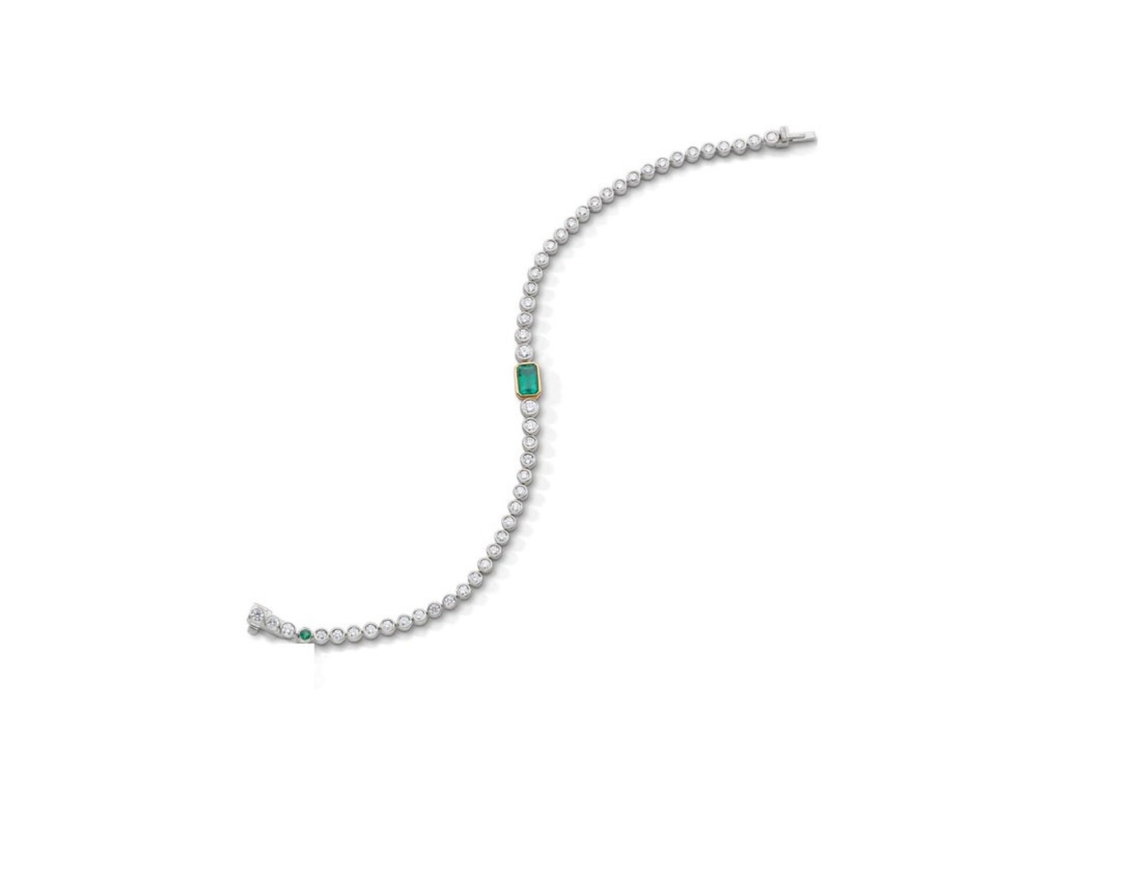 18K Emerald Tennis Bracelet,14k Gold Emerald Bracelet,14k Gold Bezel Set Emerald Tennis Bracelet