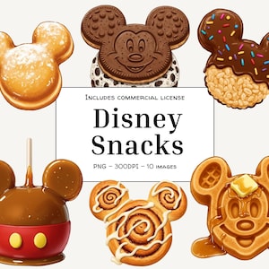 Disney Snack Clipart PNG Bundle – Dolcetti di Topolino Immagini digitali per artigianato e design