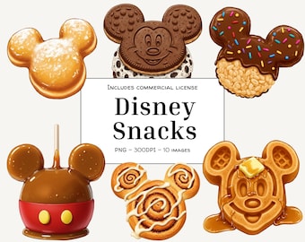 Disney Snack Clipart PNG Bundle – Mickey Mouse Treats Digital Images for Crafts and Design