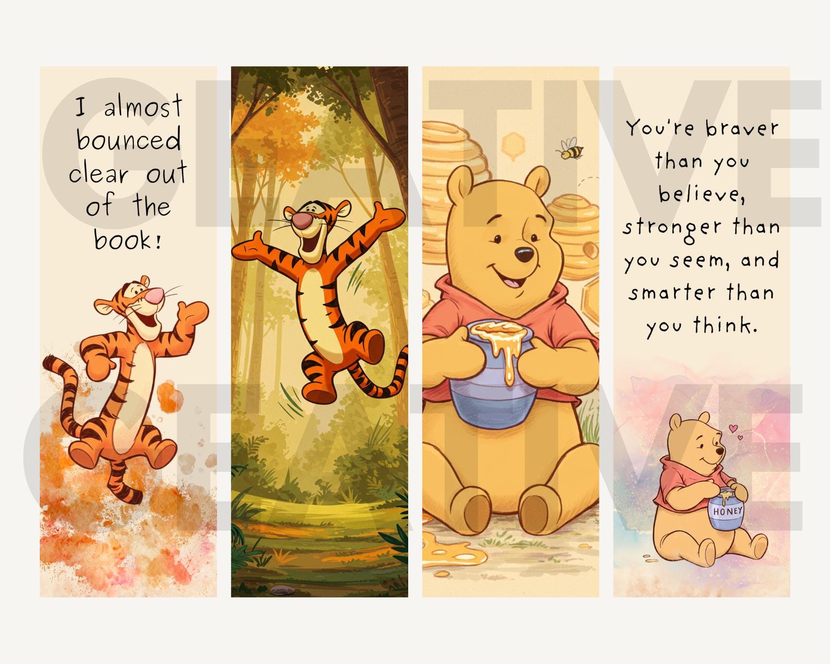 Winnie the Pooh Bookmarks: Printable Character Bookmark Sheets (PNG ...