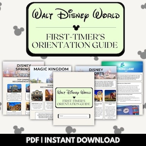 以下が含まれることがあります： ウォルトディズニーワールドの初めて訪れる人向けの印刷可能なPDFガイド。このガイドには、ディズニー・スプリングス、マジックキングダム、ディズニーリゾート、ライトニングレーンに関する情報が含まれています。