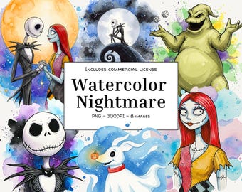 Lot de 8 images clipart de personnages fantasmagoriques et effrayants | Téléchargement instantané pour projets d'artisanat et de bricolage