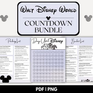 Conto alla rovescia di 100 giorni per le vacanze Disney, lista delle cose da mettere in valigia e lista dei desideri / Viaggio a Disney World stampabile / Download PDF digitale per viaggio in famiglia