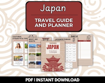 Japan Travel Planner Travel Agent Guide  | 16-Page Printable Vacation Guide | 10-Day Japan Itinerary | Travel Tips | Instant Download