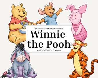 Winnie the Pooh PNG Clip Art Bundle | High-Res Digital Download for Crafts, Cricut & Scrapbooking