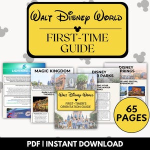 Guia para quem visita a Disney pela primeira vez em PDF | Planejador de viagem de 65 páginas com guia dos parques, dicas, atrações imperdíveis e recomendações de restaurantes.