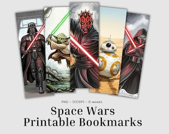 Space Wars Printable Bookmarks: Classic movie Characters (PNG)