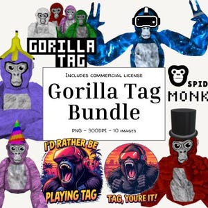 Gorilla Tag PNG Bundle – Disegni digitali PNG di alta qualità per magliette, adesivi e merchandising