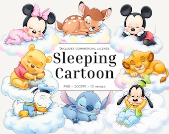 Baby Characters Cloud Clipart Watercolor Nursery PNG | Instant Download