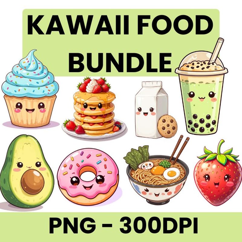Kawaii Food Clipart - Etsy