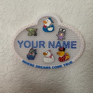Custom Name Tag Pin Holder – Disney Inspired Pin Board | Wall Mount or Stand Display | Trading Pin Display 3D Printed
