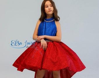 Red White Blue Sparkly Dress: Patriotic 4th of July Gown