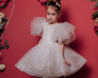 READY TO SHIP flower girl dress gown,  baby tutu dress, party baby dress, first birthday dress, toddler fancy dress, princess gown