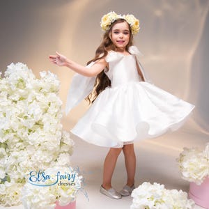 White Tulle Flower Girl Dress: Special Occasion Toddler Frock