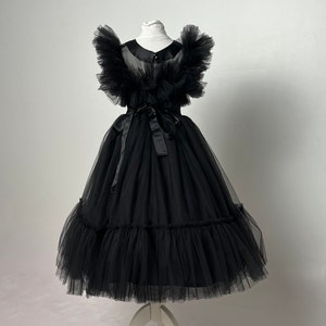 Pink Wednesday Addams Tulle Dress Wednesday Addams Cosplay Costume Full Dress Prom Black Dress Teenager Dress Black Tulle Dance Dress image 6