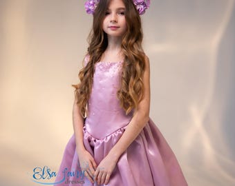 Blush Pink Tulle Flower Girl Dress: Special Occasion Birthday Frock