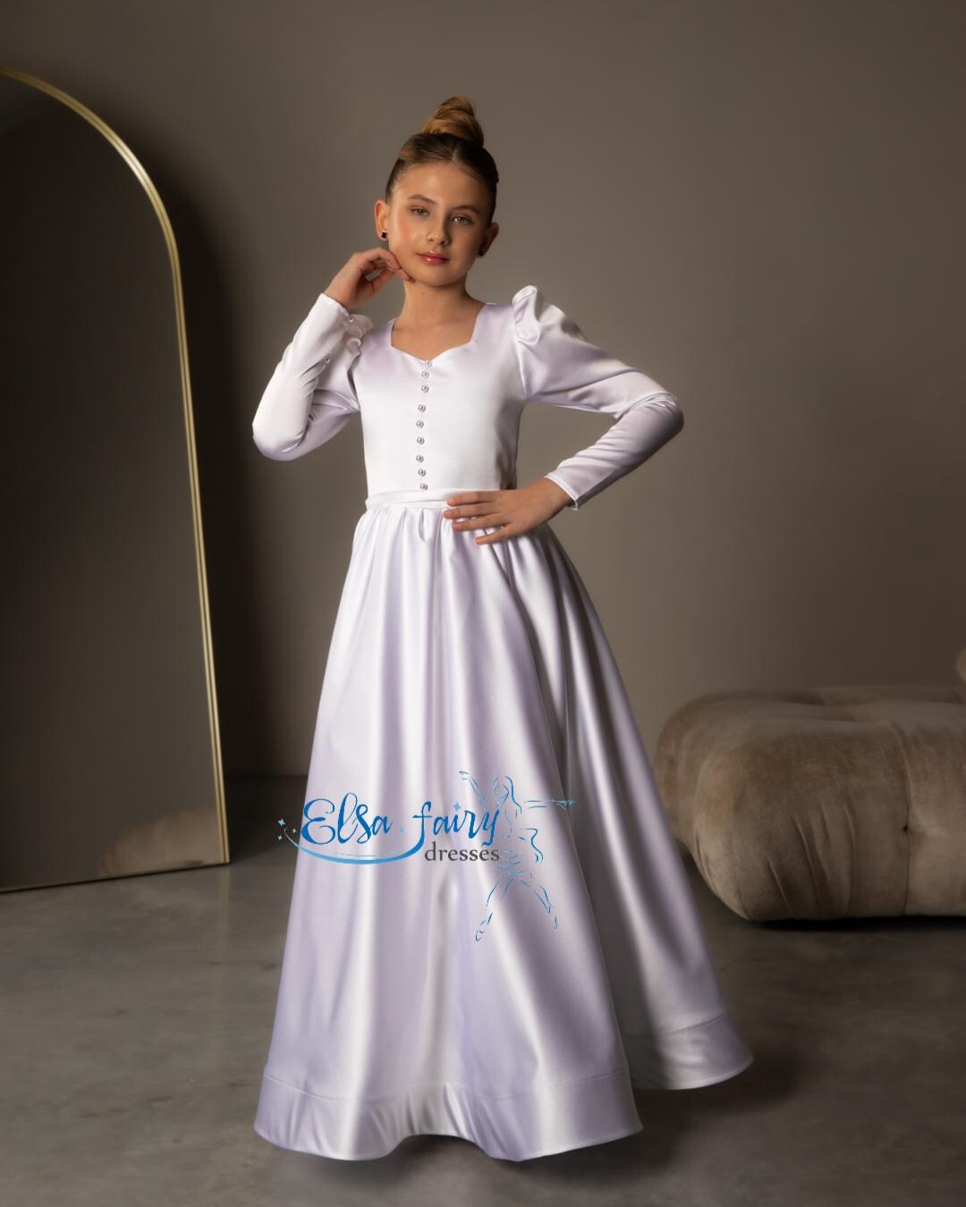 Abito bianco per la prima comunione e il battesimo, abito da