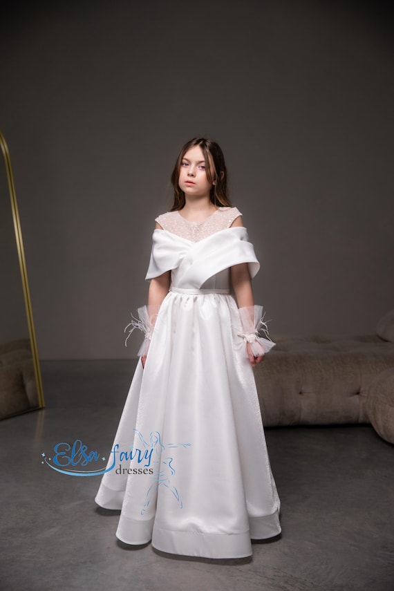 satin dress with tulle overlay White Satin with Tulle Overlay Modern Wedding Dress