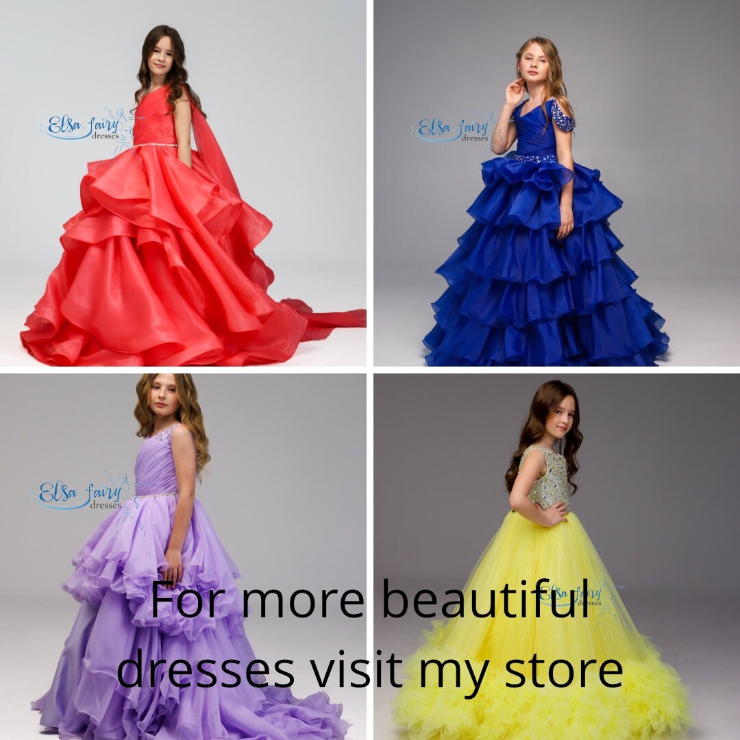 VeraQueen Girls One Shoulder Beaded Organza Pageant Dress - Purple Long Ball Gown For Wedding, Communion & Special Occasions - View #7