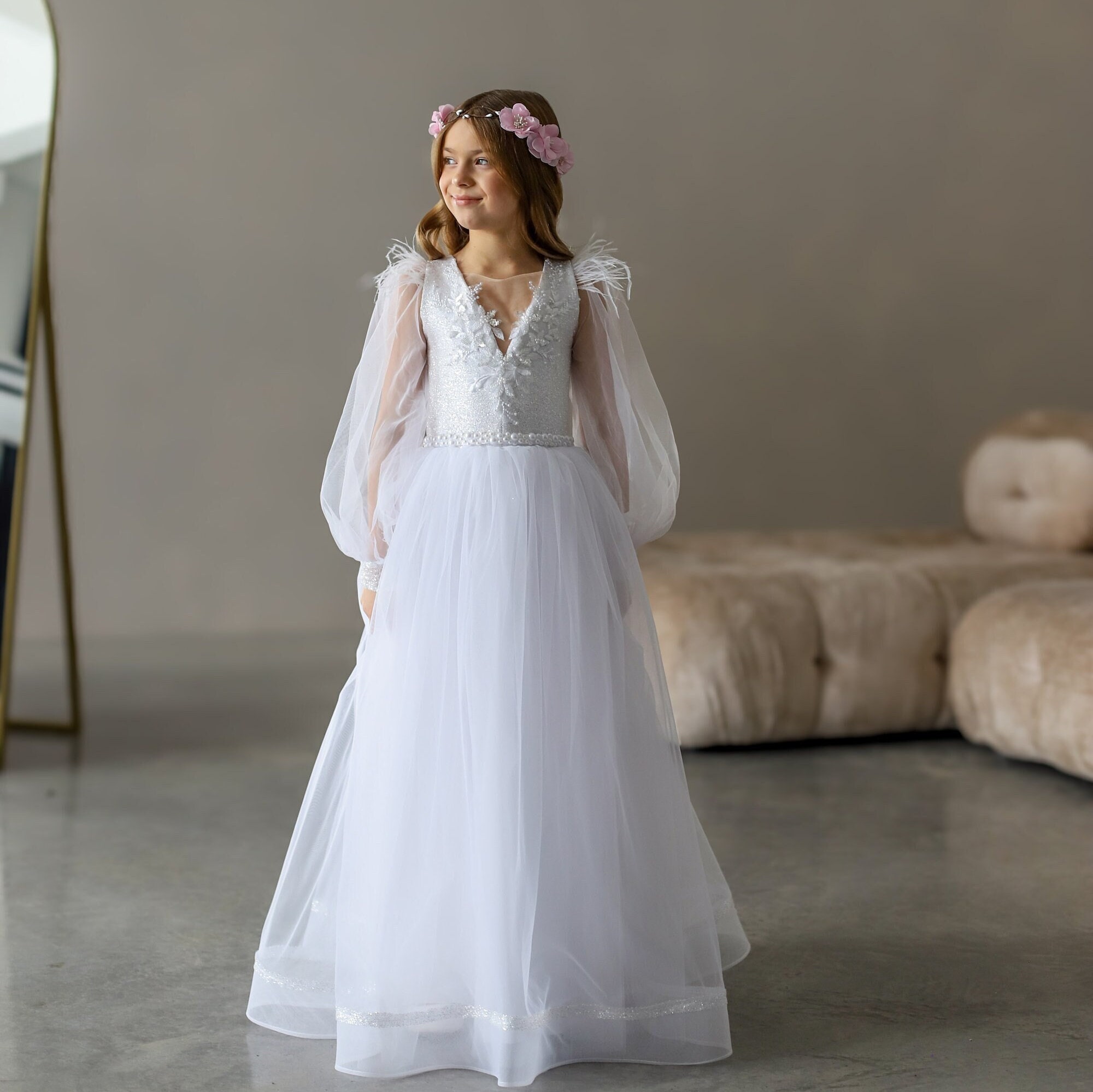 Junior Bridesmaid Dress Long Sleeve Etsy
