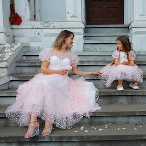 Mother daughter matching floral tullr dress, Mommy and me baby dresses, Dress for first birthday, mom baby wedding dress