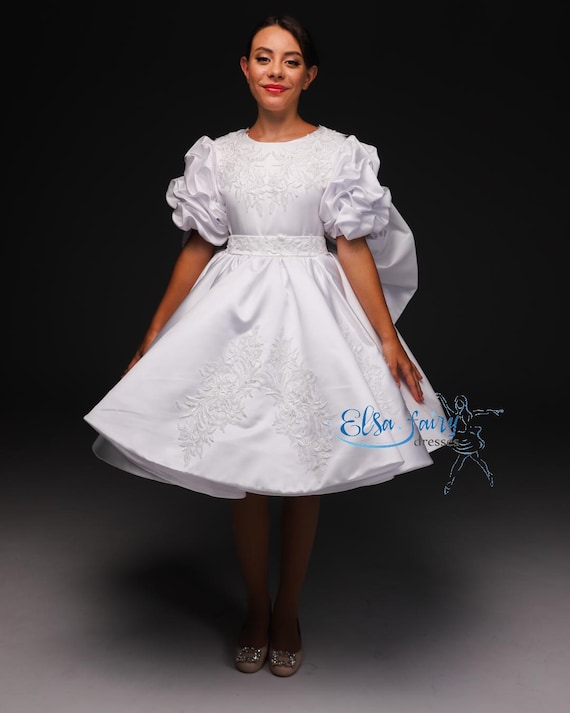 10 year old birthday dress Girl occasion Dress in White White / 140cm 7-8 YEARS main image 1