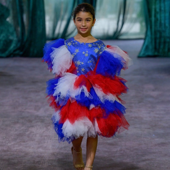 Red White Blue Tulle Dress for Girls, Patriotic Sparkly Dress, 4th July  Outfit, American Party Gown - Etsy Canada