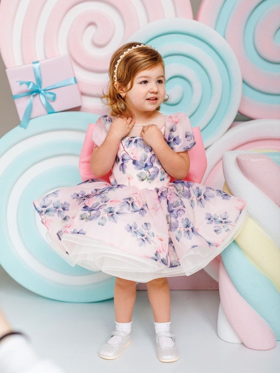 birthday floral dress Floral Birthday Toddler Dress, Flower Girl Dress, Puffy Sleeves, Infant Dress, Prom Gown, Cake Smash Photoshoot, Special Occasion Baby Dress
