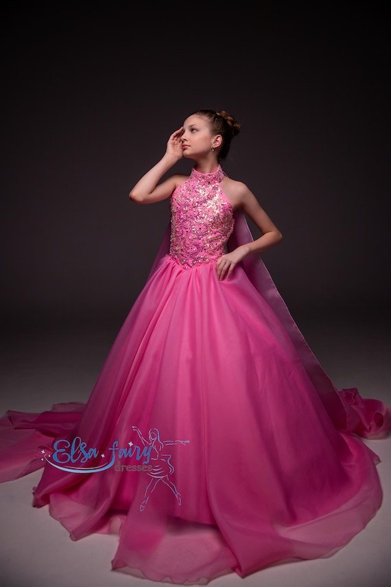 Pageant Pink Ball Gown: Handmade Formal Dress With Beaded Bodice - Etsy  Israel