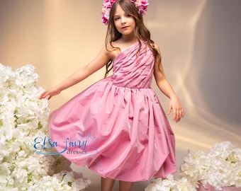 Blush Pink Tulle Flower Girl Dress: Special Occasion Toddler Frock