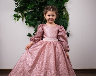 READY TO SHIP Sparkly Birthday Pageant Ball gown Flower girl dress Princess Wedding Red carpet party Baby Toddler dress