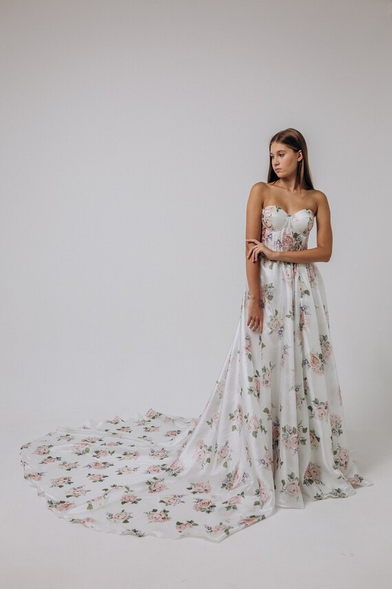 Floral Organza Maxi Dress: Off-shoulder Puffy Sleeve Gown - Etsy Israel