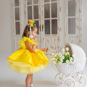 Yellow First Birthday Dress, Baby Girl Party Dress Special Occasion, 1st Birthday Dress photo shooting, baby tutu, dress toddler, baby frock image 2