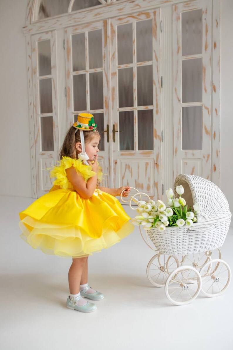 Yellow First Birthday Dress, Baby Girl Party Dress Special Occasion, 1st Birthday Dress photo shooting, baby tutu, dress toddler, baby frock image 2