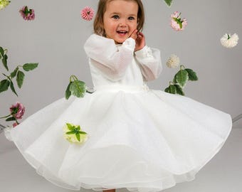Flower Girl Toddler Dress, Ivory Lace Princess Dress, Baby Girl Wedding Dress, Tulle Party Dress, First Communion Dress Girl