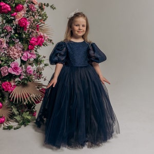 Handmade Glitter Tulle Flower Girl Dress: Organza Ball Gown
