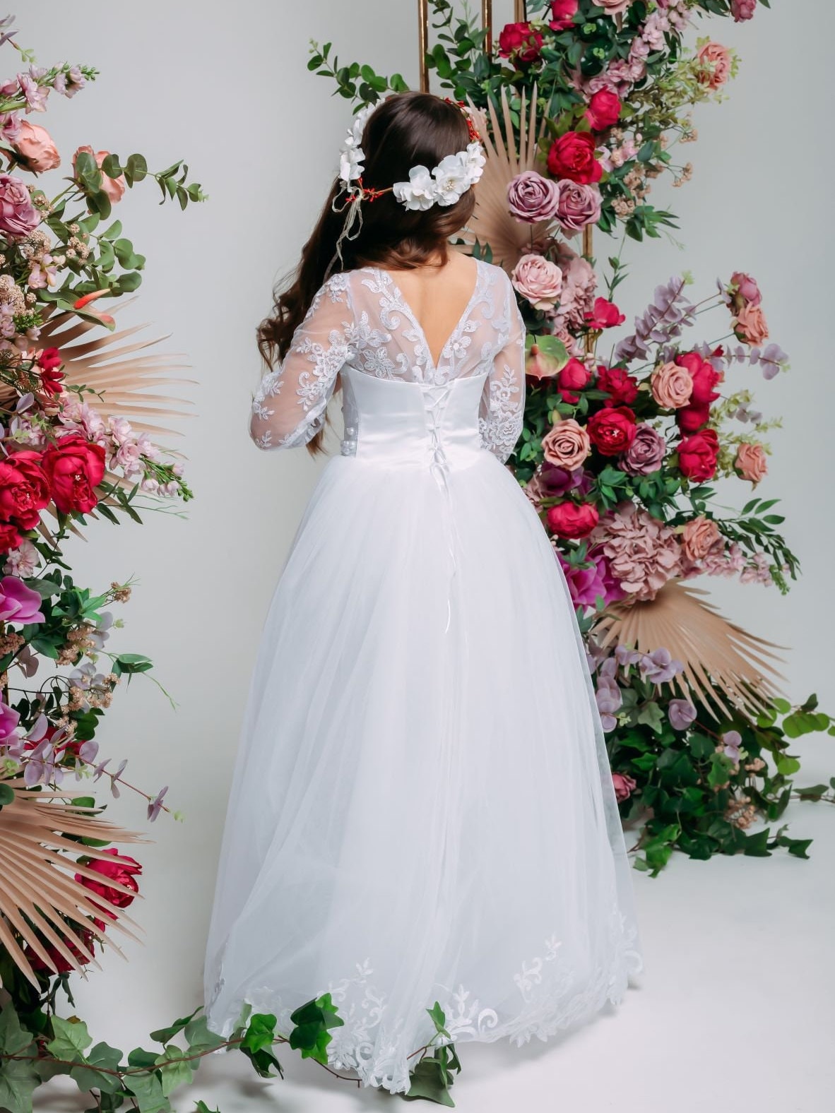 white corset mermaid dress White Sheer Corset Mermaid Wedding Dress with Mesh Train – Modsele